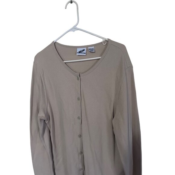 Bobbie Brooks tan button up cotton cardigan sweater size XL - Picture 2 of 6